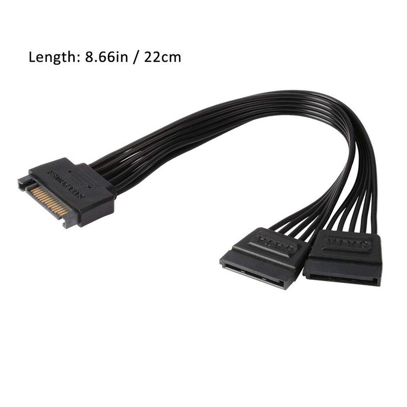 J&D 15 Pin SATA Power Y Splitter Cable (2 Pack), Male to Female, 8 inch - Image 5